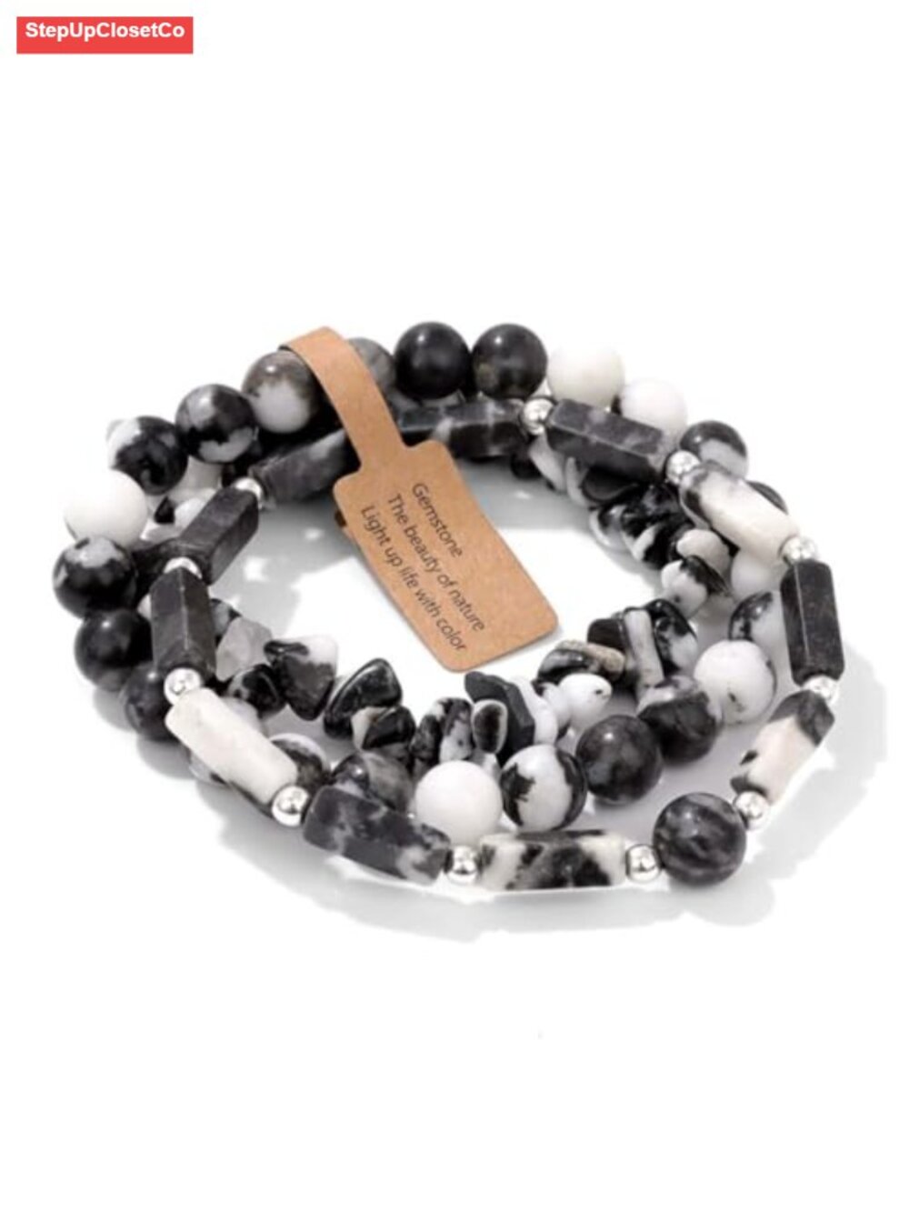 3-Piece Gemstone Stretch Bracelet Set | Boho Layering Stack